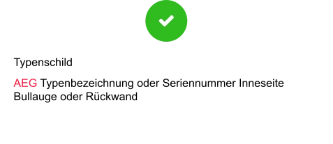 Typenschild AEG Typenbezeichnung oder Seriennummer Inneseite Bullauge oder Rückwand