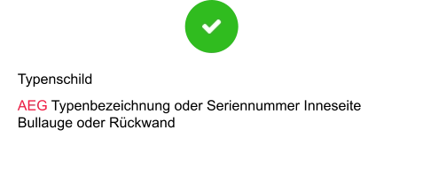 Typenschild AEG Typenbezeichnung oder Seriennummer Inneseite Bullauge oder Rückwand